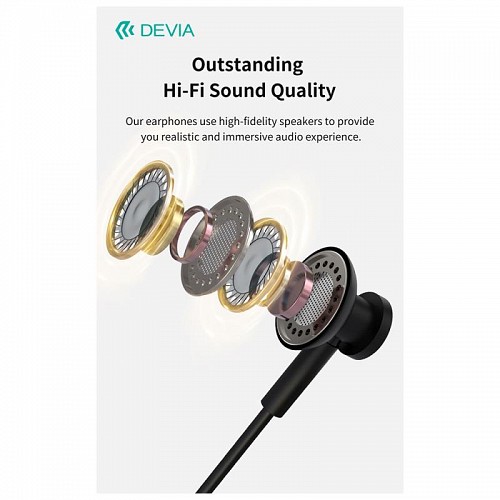 Hands Free Stereo Devia EM113 M2 Metal USB C Smart Ασημί