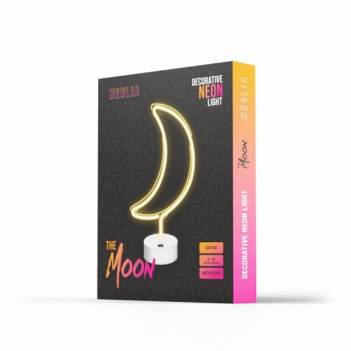 Neon LED Neolia NNE06 MOON (USB/Μπαταρίας & On/Off) με Stand Λεύκο