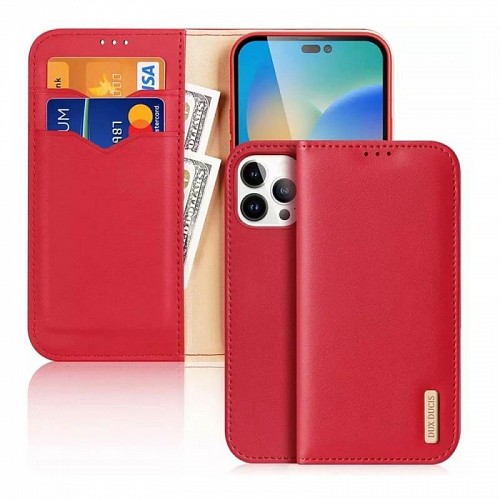 Θήκη Δερμάτινη Dux Ducis Hivo RFID Wallet Apple iPhone 15 Pro Max Κόκκινο