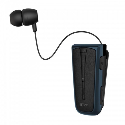 Στερεοφωνικό Ακουστικό Bluetooth iPro RH219s Retractable με Δόνηση Μαύρο-Μπλε