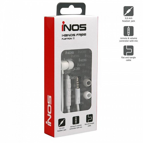 Hands Free Mono inos 3.5mm Flatron II με Μικρά Ακουστικά Λευκό