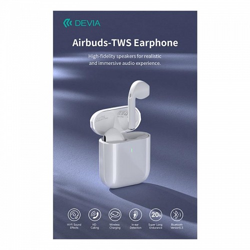 True Wireless Ακουστικά Bluetooth Devia Airbuds TWS EM053 Λευκό