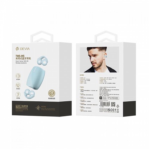 True Wireless Ακουστικά Bluetooth Devia M5 EM031 Smart Μπλε