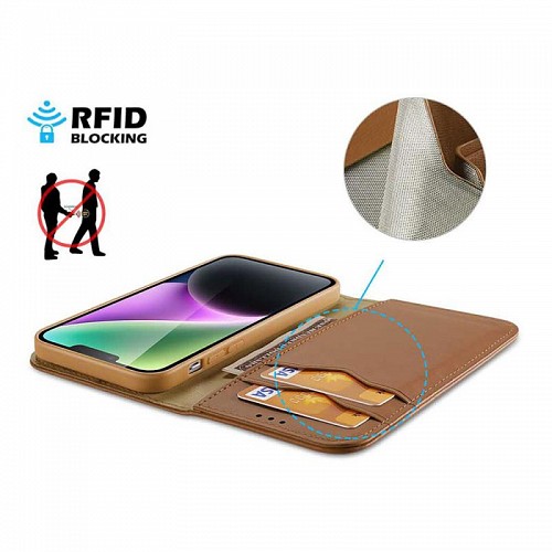 Θήκη Δερμάτινη Dux Ducis Hivo RFID Wallet Apple iPhone 15 Pro Max Καφέ