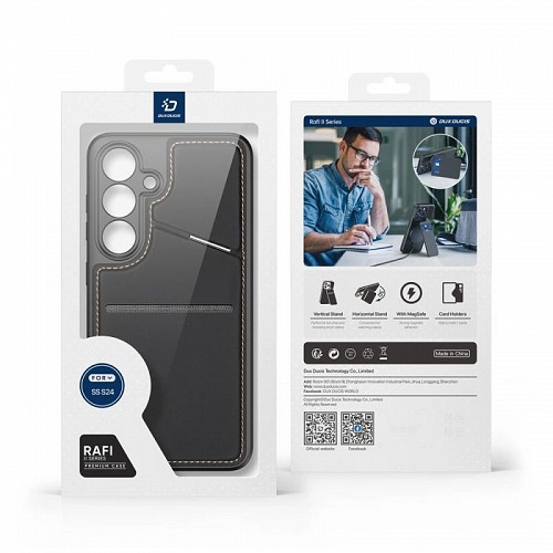 Θήκη Δερμάτινη Dux Ducis Rafi II Mag 3 σε 1 MagSafe RFID Blocker Samsung S921B Galaxy S24 5G με Stand Μαύρο
