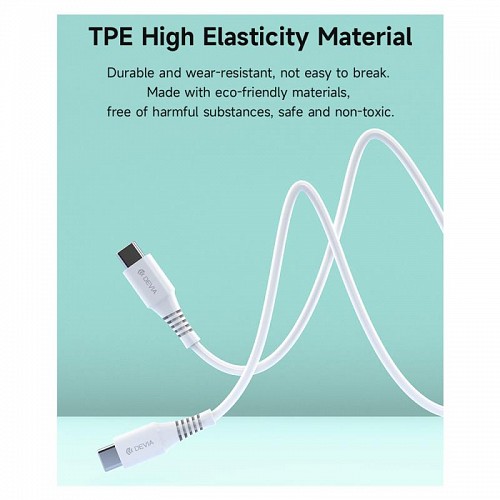 Καλώδιο Σύνδεσης USB 2.0 Devia EC636 USB C σε USB C PD 60W 1m GRS Λευκό