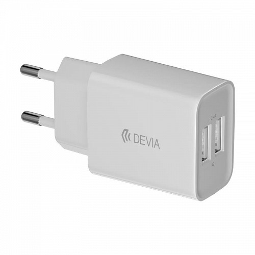 Φορτιστής Ταξιδίου Devia RLC-526 12W με Διπλή Έξοδο USB Α & Καλώδιο Micro USB EC205 1m Smart Λευκό