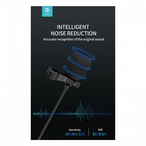 Ενσύρματο Μικρόφωνο Devia EM605 Lightning 1.5m Smart Μαύρο