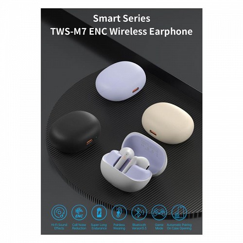 True Wireless Ακουστικά Bluetooth Devia M7 EM404 ENC Smart Μωβ
