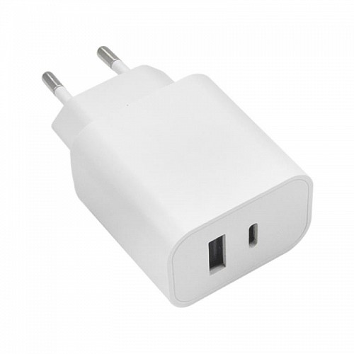 Φορτιστής Ταξιδίου Ταχείας Φόρτισης Maxlife MXTC-06 με Διπλή Έξοδο USB A & USB C PD + QC 30W Λευκό