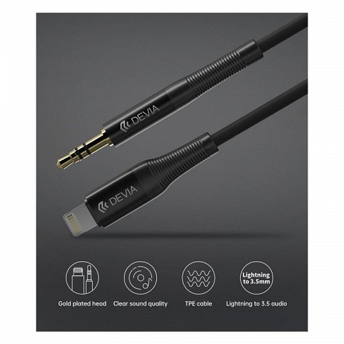 Καλώδιο Ήχου Devia EC619 Lightning σε 3.5mm 1m Ipure Μαύρο