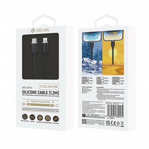 Καλώδιο Σύνδεσης USB 2.0 Devia EC631 USB C σε Lightning PD 27W 1.2m Jelly Μαύρο