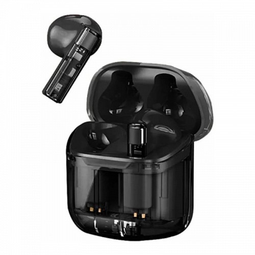 True Wireless Ακουστικά Bluetooth Wiwu Ghost TWS11 Διάφανο-Μαύρο