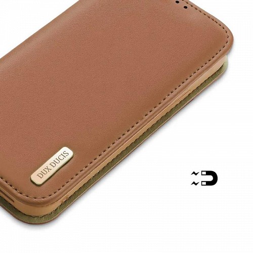 Θήκη Δερμάτινη Dux Ducis Hivo RFID Wallet Apple iPhone 15 Plus Καφέ