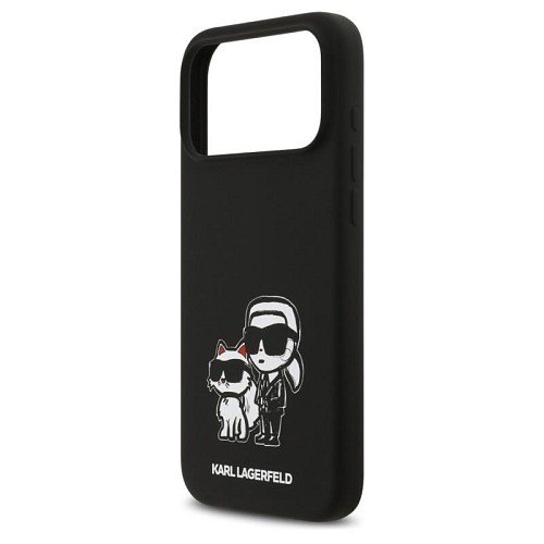 Θήκη Σιλικόνης Karl Lagerfeld Apple iPhone 17 Pro Max Sketch & Logo Karl & Choupette Μαύρο