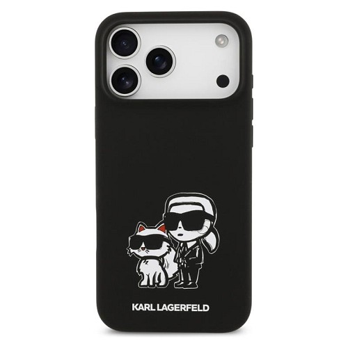 Θήκη Σιλικόνης Karl Lagerfeld Apple iPhone 17 Pro Max Sketch & Logo Karl & Choupette Μαύρο