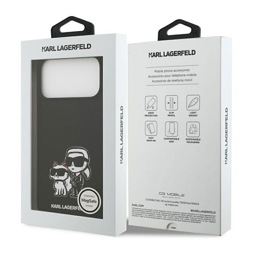 Θήκη Σιλικόνης Karl Lagerfeld Apple iPhone 17 Pro Max Sketch & Logo Karl & Choupette Μαύρο