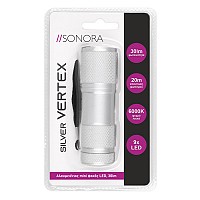 Αλουμινένιος mini φακός LED 30 lm σε ασημί χρώμα SONORA SILVER VERTEX