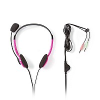 Στερεοφωνικό on-ear headset, με σύνδεση 2x3,5mm σε ροζ χρώμα NEDIS CHST100PK