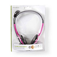 Στερεοφωνικό on-ear headset, με σύνδεση 2x3,5mm σε ροζ χρώμα NEDIS CHST100PK