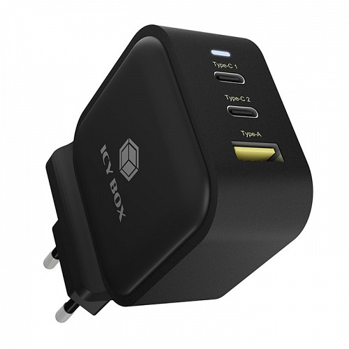 Universal φορτιστής με 3 εξόδους, 1xUSB-A & 2xUSB-C και power delivery, 65W ICY BOX IB-PS103-PD