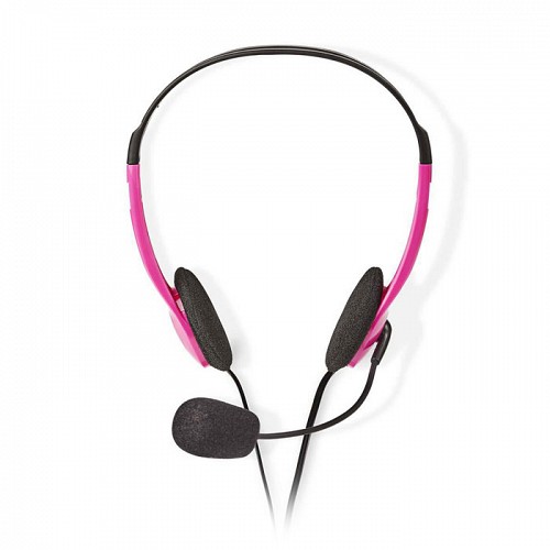 Στερεοφωνικό on-ear headset, με σύνδεση 2x3,5mm σε ροζ χρώμα NEDIS CHST100PK