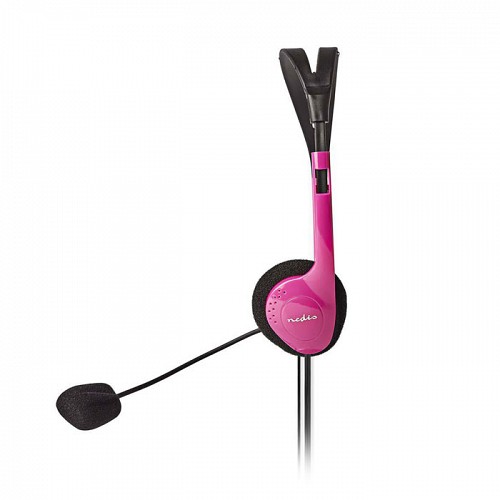 Στερεοφωνικό on-ear headset, με σύνδεση 2x3,5mm σε ροζ χρώμα NEDIS CHST100PK