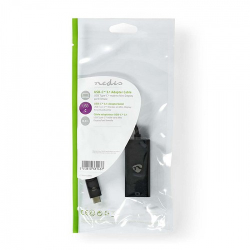Μετατροπέας USB 3.2 Gen 2x1 Type-C αρσ. - Mini DisplayPort, με ενσωματωμένο καλώδιο 0.20m NEDIS CCGP64452BK02