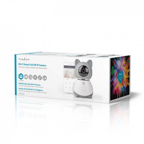 WiFi Smart IP camera Full HD 1080p, με λειτουργία Pan tilt και αισθητήρα θερμοκρασίας & υγρασίας NEDIS WIFICI30CGY