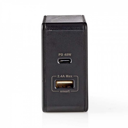 Universal φορτιστής με 2 εξόδους USB-A & USB-C, 3.0A, σε μαύρο χρώμα NEDIS WCPD45W100BK