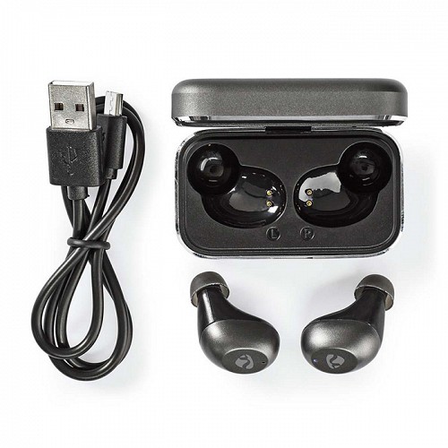 Bluetooth ακουστικά handsfree με θήκη φόρτισης, σε γκρι χρώμα NEDIS HPBT5056GY