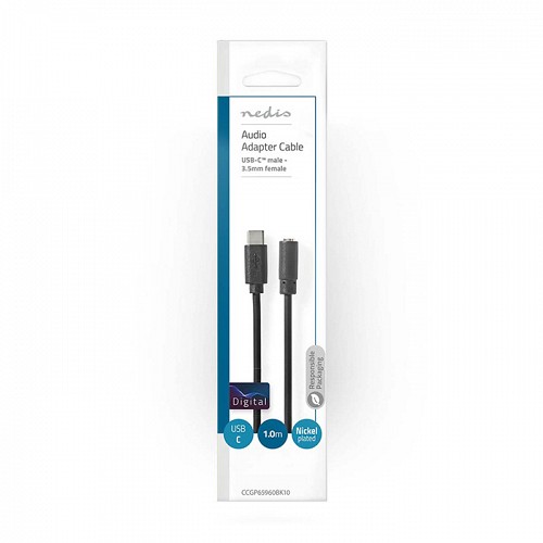 Καλώδιο-αντάπτορας USB High-Speed Type-C αρσ. - 3.5mm θηλ., 1.00m NEDIS CCGP65960BK10