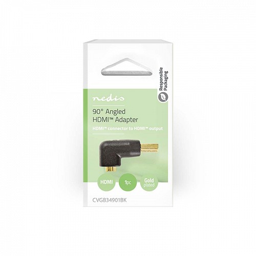 Αντάπτορας HDMI αρσ. - HDMI θηλ. υπό γωνία 90°, σε μαύρο χρώμα NEDIS CVGB34901BK