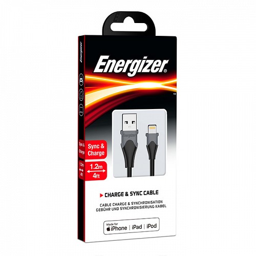 Καλώδιο USB 2.0 A αρσ. σε Lightning, 1.2m, σε μαύρο/γκρι χρώμα ENERGIZER C61LIGBK4