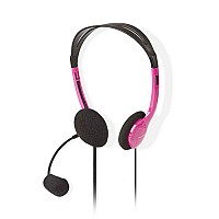 Στερεοφωνικό on-ear headset, με σύνδεση 2x3,5mm σε ροζ χρώμα NEDIS CHST100PK