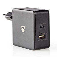 Universal φορτιστής με 2 εξόδους USB-A & USB-C, 3.0A, σε μαύρο χρώμα NEDIS WCPD45W100BK