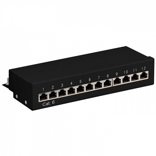 Patch panel κατηγορίας CAT 6 STP, 12 θυρών σε μαύρο χρώμα GOOBAY 69307