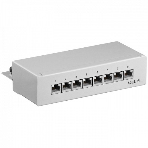 Patch panel κατηγορίας CAT 6 STP, 8 θυρών σε γκρι χρώμα GOOBAY 93047