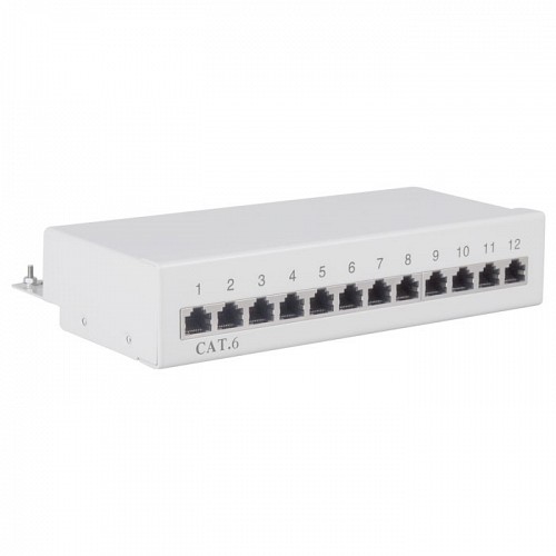 Patch panel κατηγορίας CAT 6 STP, 12 θυρών σε γκρι χρώμα GOOBAY 69306