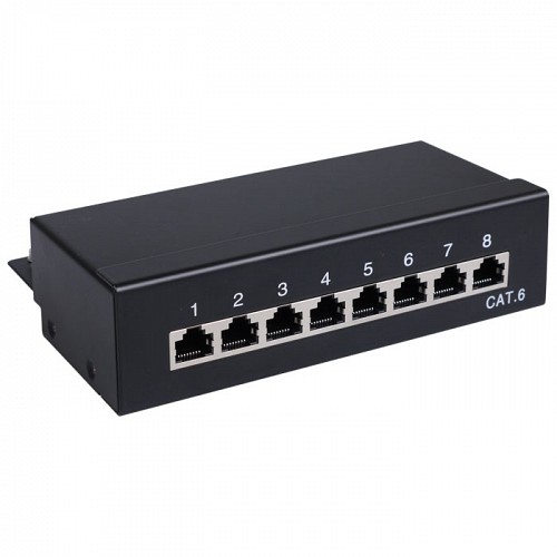 Patch panel κατηγορίας CAT 6 STP, 8 θυρών σε μαύρο χρώμα GOOBAY 96105