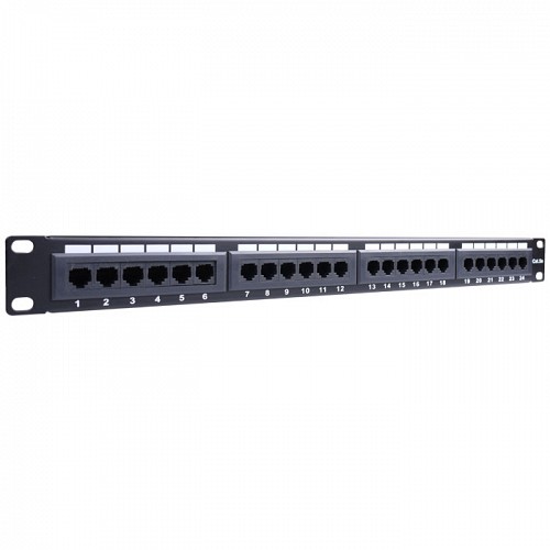 Patch panel κατηγορίας CAT 5e UTP, 24 θυρών σε μαύρο χρώμα GOOBAY 93865