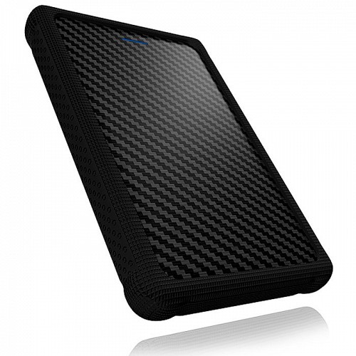 Εξωτερική θήκη σε στυλ carbon fiber, για σκληρούς δίσκους HDD & SSD 2.5 SATA, με σύνδεση USB 3.0 και προστατευτικό περίβλημα σιλικόνης ICY BOX IB-223U3A-B