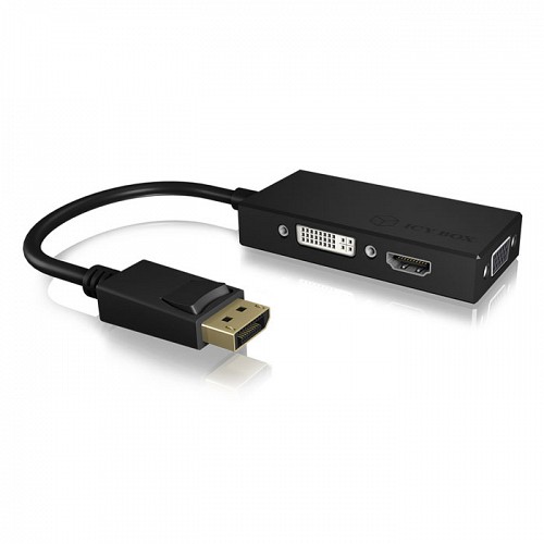 Αντάπτορας 3-σε-1 από DisplayPort 1.2 σε HDMI, DVI-D ή VGA, 0.15m ICY BOX IB-AC1031