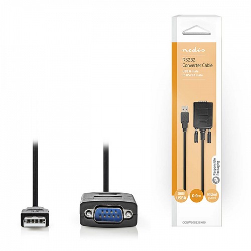 Μετατροπέας USB High-Speed A αρσ. - RS232 αρσ., 0.90m NEDIS CCGW60852BK09