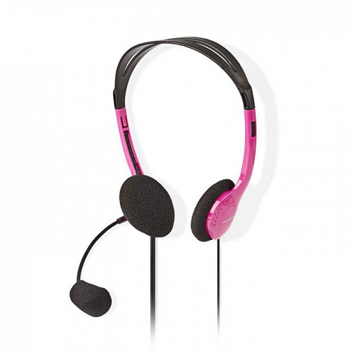 Στερεοφωνικό on-ear headset, με σύνδεση 2x3,5mm σε ροζ χρώμα NEDIS CHST100PK