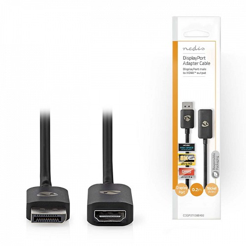 Καλώδιο DisplayPort αρσ. σε HDMI θηλ., 0.20m NEDIS CCGP37108BK02