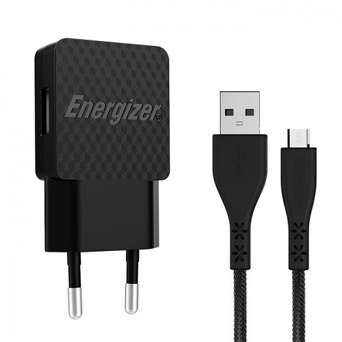 Universal φορτιστής με 1 έξοδο USB 1A και αποσπώμενο καλώδιο USB A - Micro USB, σε μαύρο χρώμα ENERGIZER AC1AEULMCM