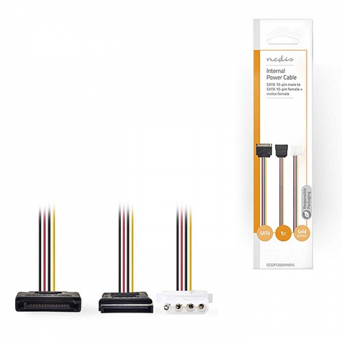Καλώδιο-αντάπτορας τροφοδοσίας SATA σε Molex 4-pin + SATA, 0.15m NEDIS CCGP73555VA015